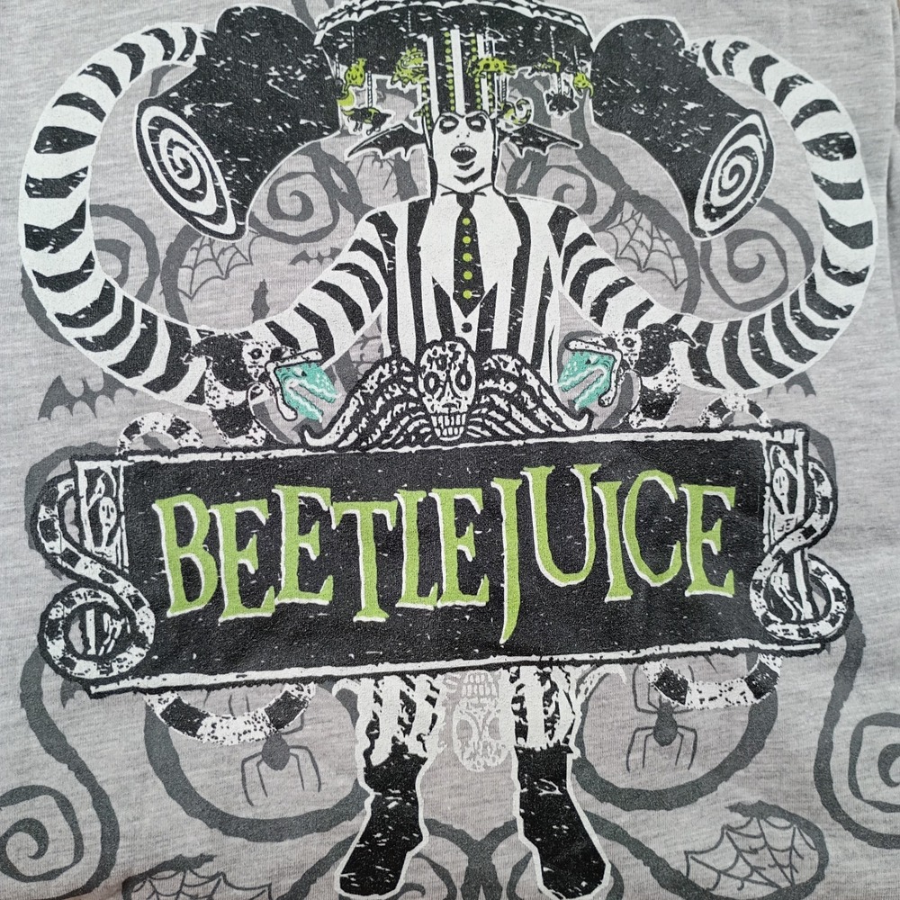 Womens 5X Beetlejuice Carousel Hat T Shirt Grey Crew Neck Lightweight Cotton
